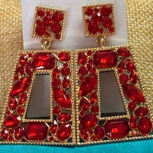 Elegant Red Gemstone Earrings